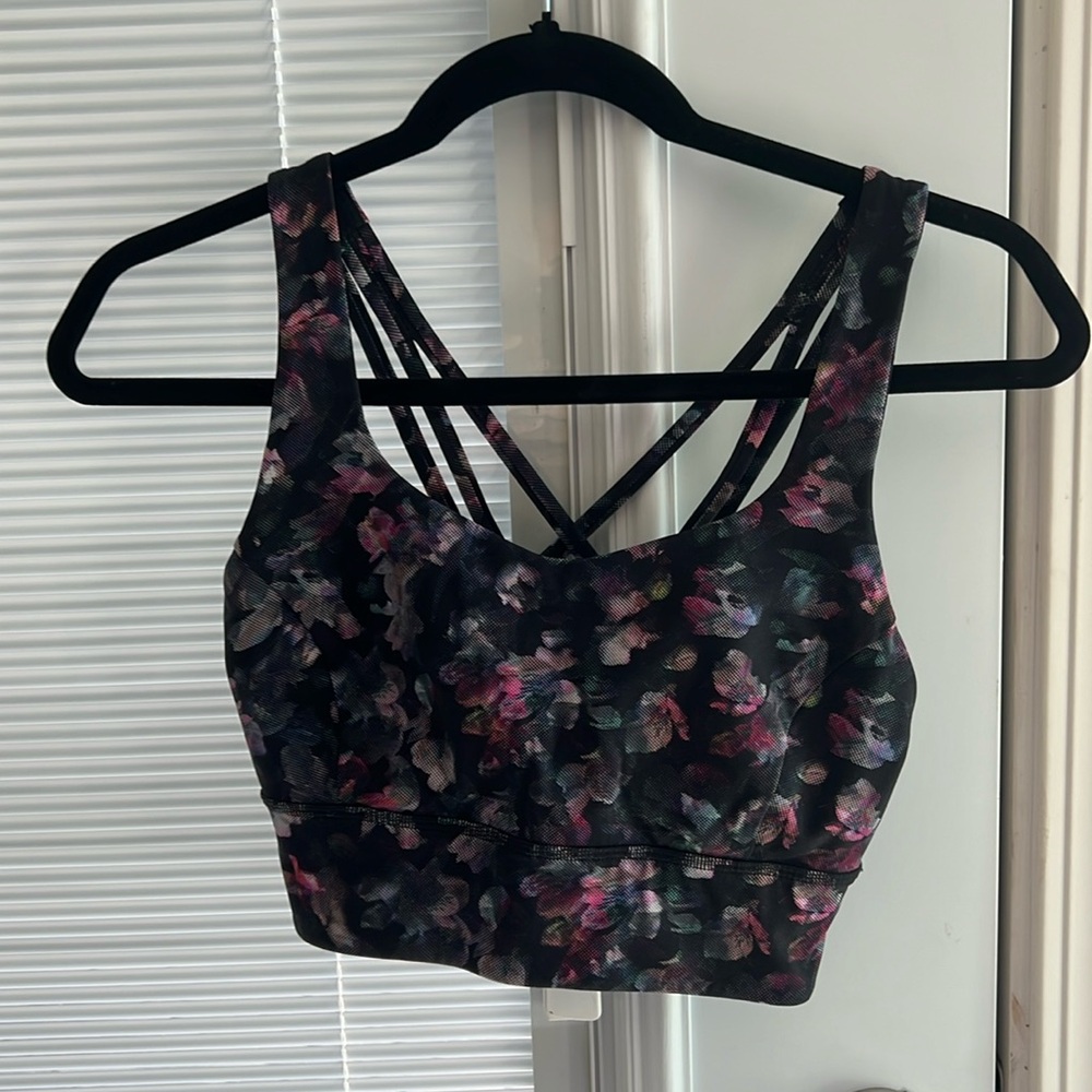 Black floral Lulu lemon sports bra
